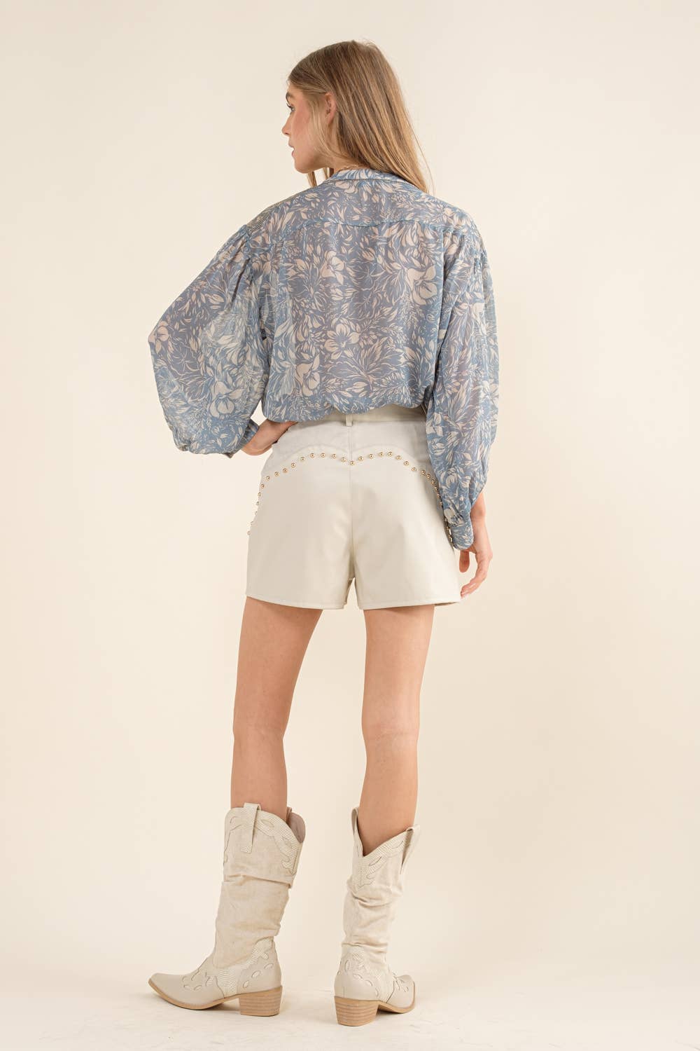 Chiffon Floral Embroidered Shoulder Blouse