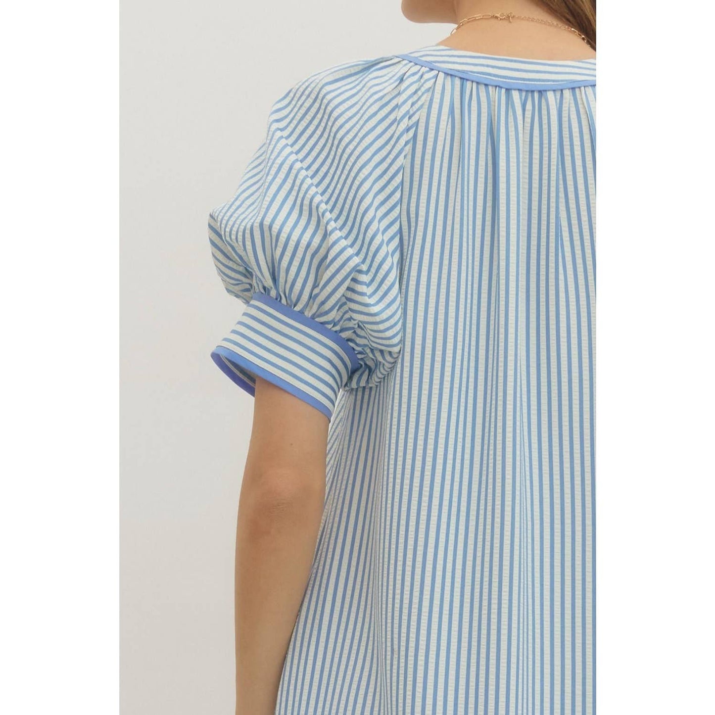 Floral Embroidery Stripe Midi Dress