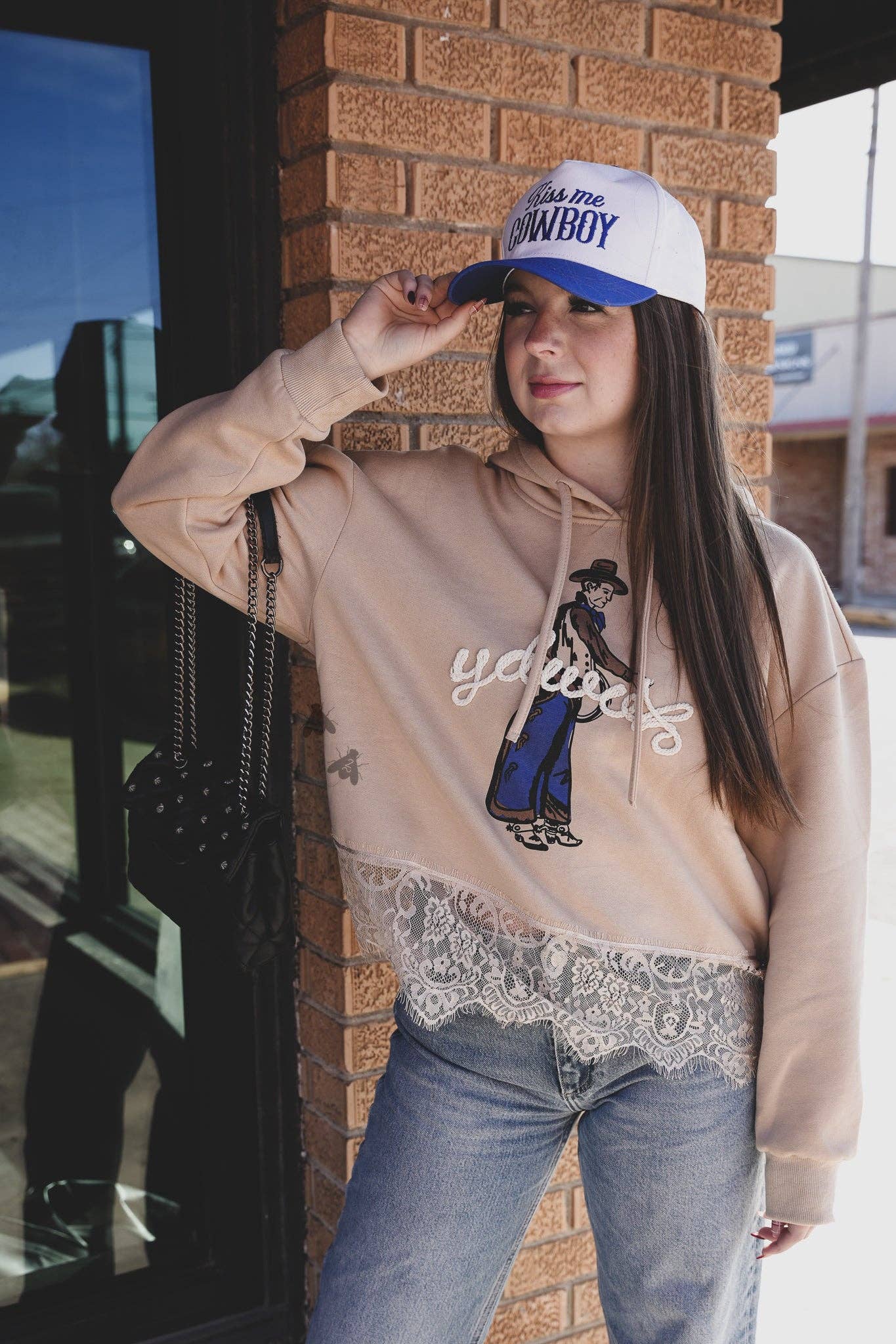 Chill Cowboy Lace Trim Hoodie