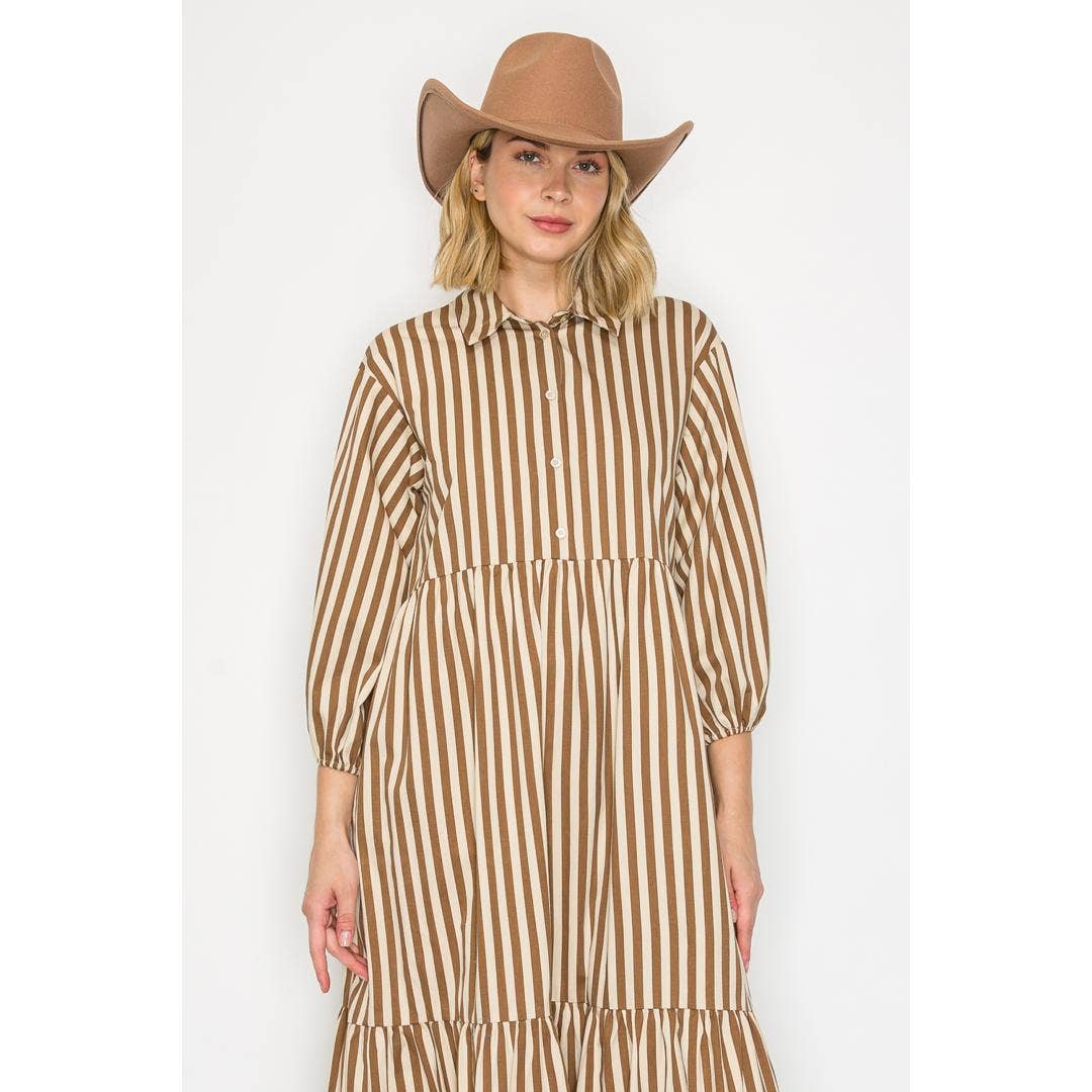 Western Stripe Tiered Maxi Dress