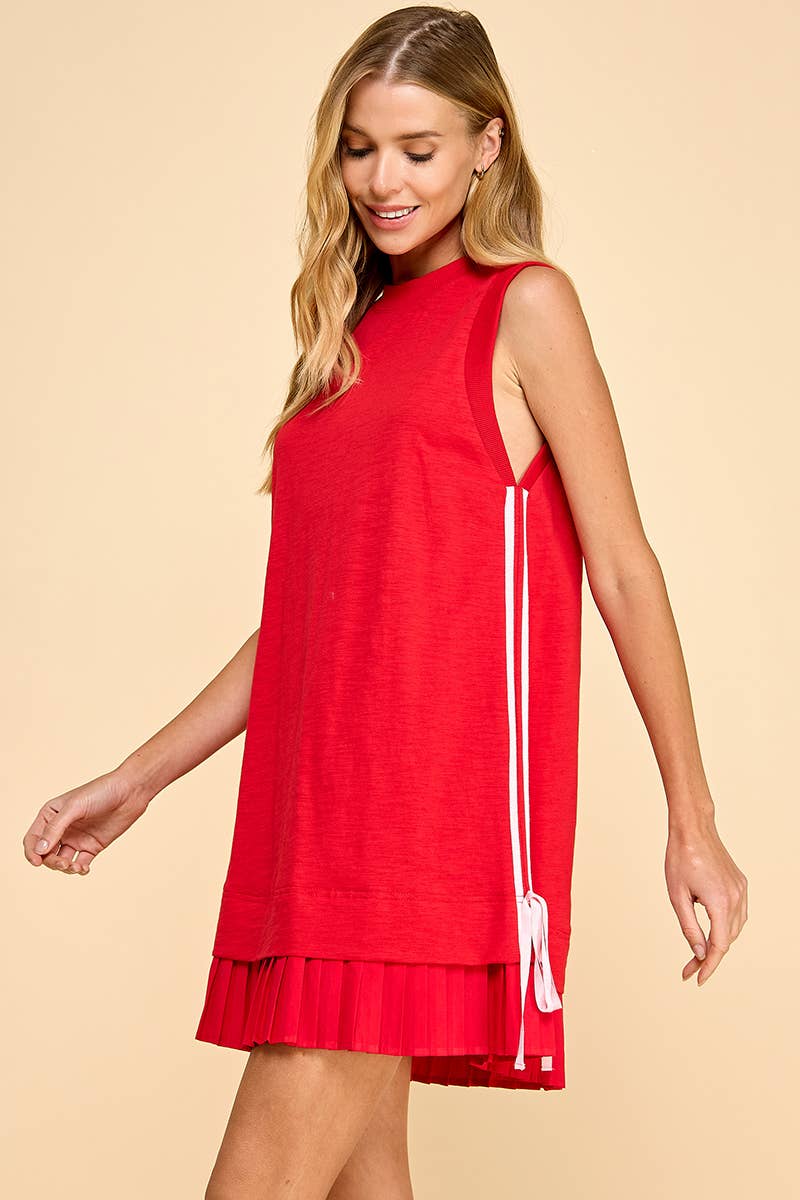 Mixed Media Side Striped Detail Knit Dress