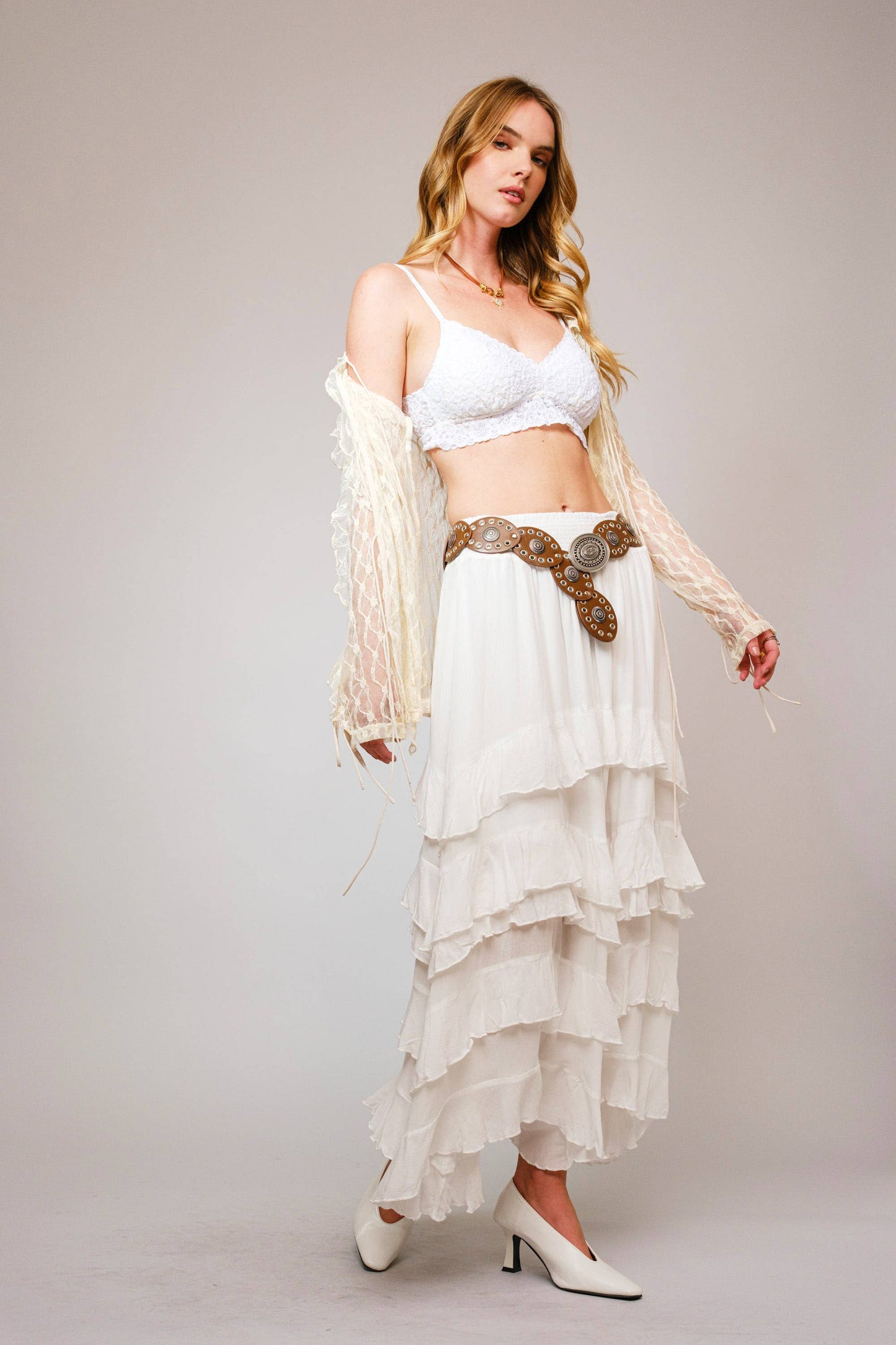 Crinkle Smocked Waist Maxi Skirt