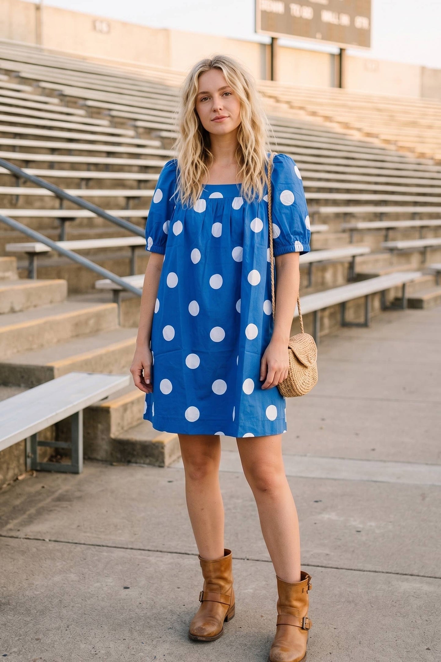 Gameday Polka Dot Puff Sleeve Dress
