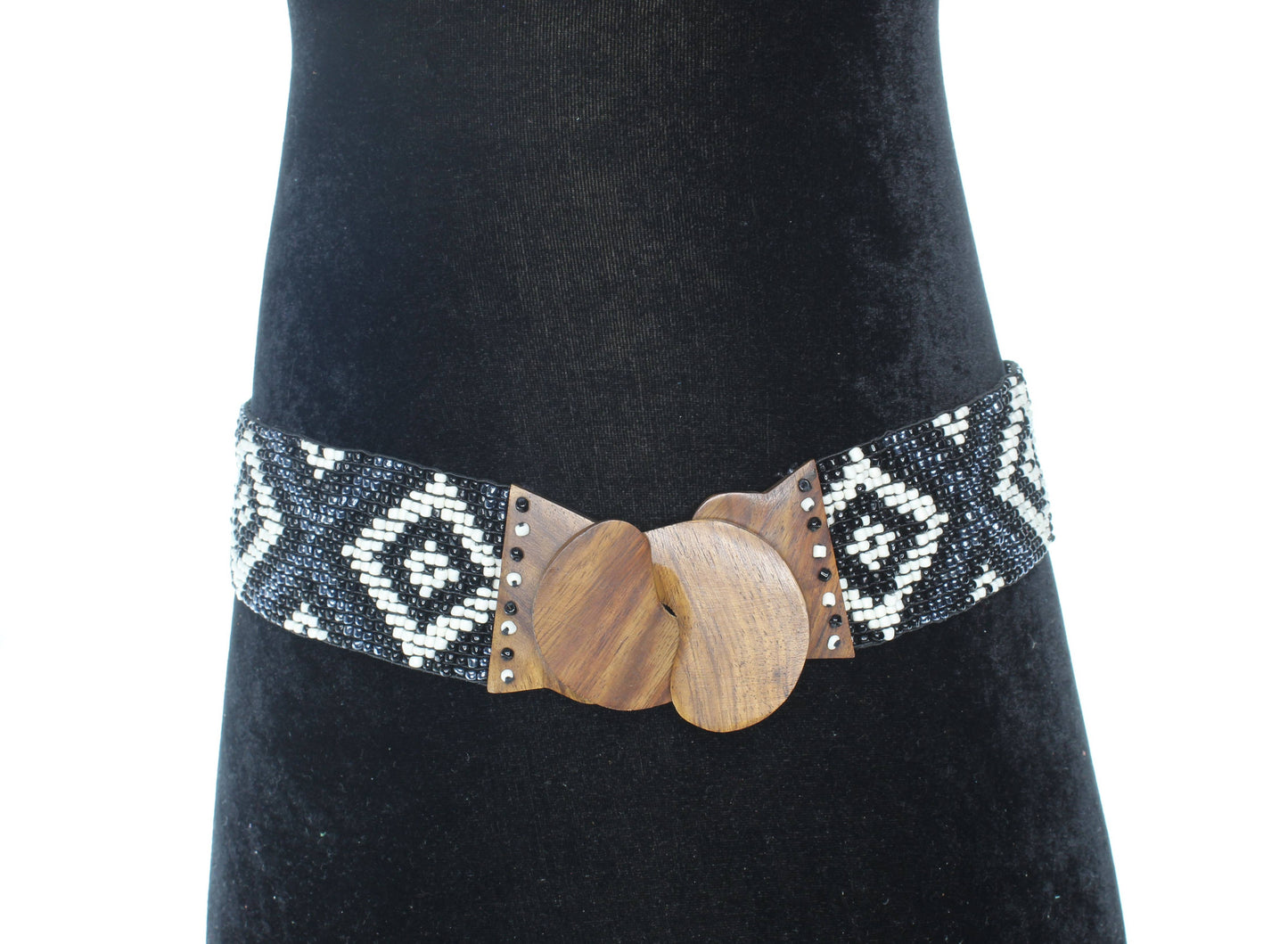 Black Handmade Stretchy Beaded Bali Belt