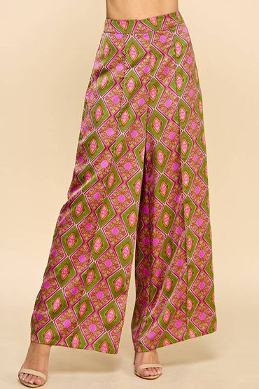 Abstract Print Full Length Pants