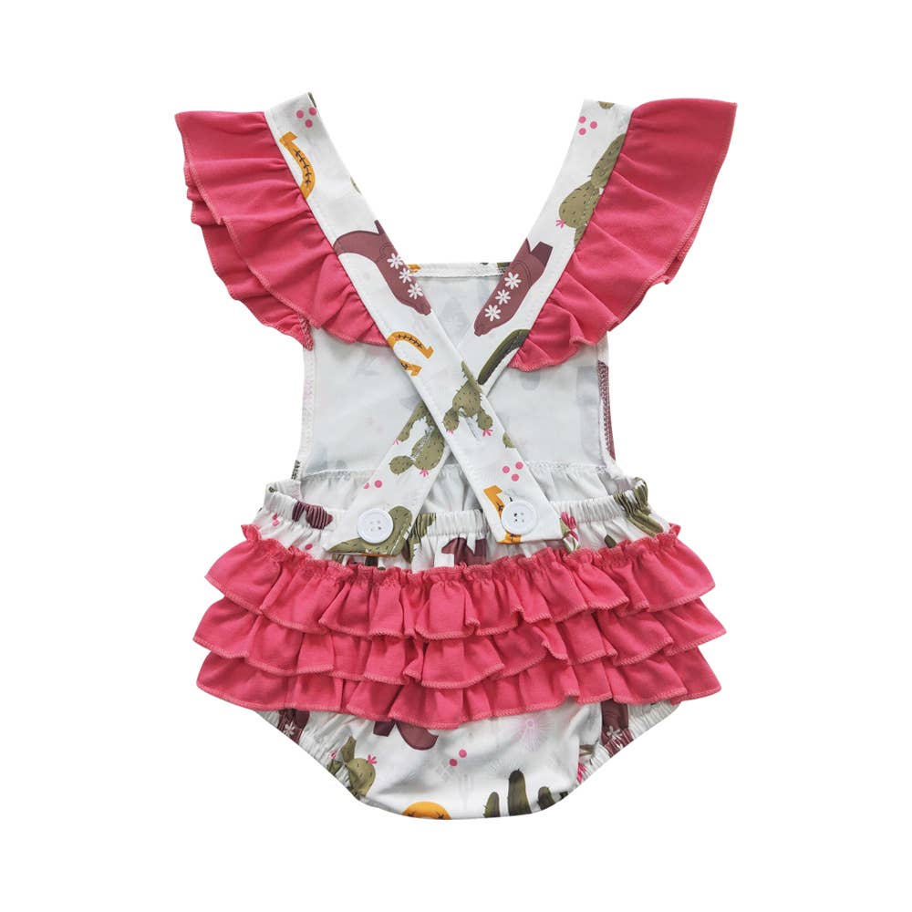 Baby Girl's Cactus Ruffles Western Romper