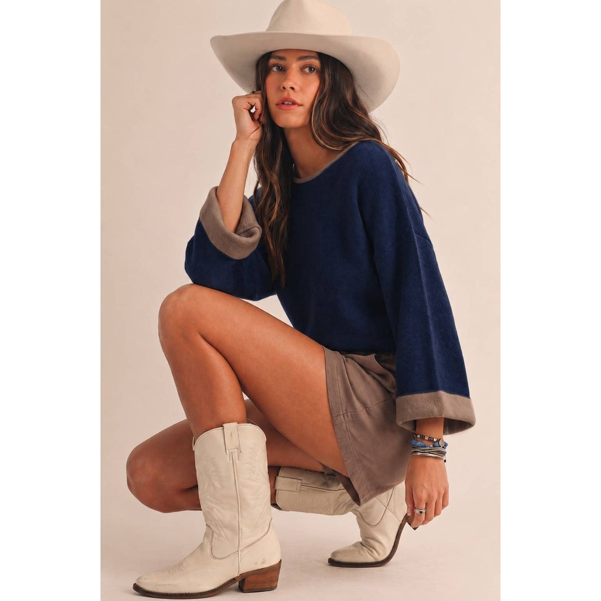 Effortless Everyday Contrast Cuff Sweater