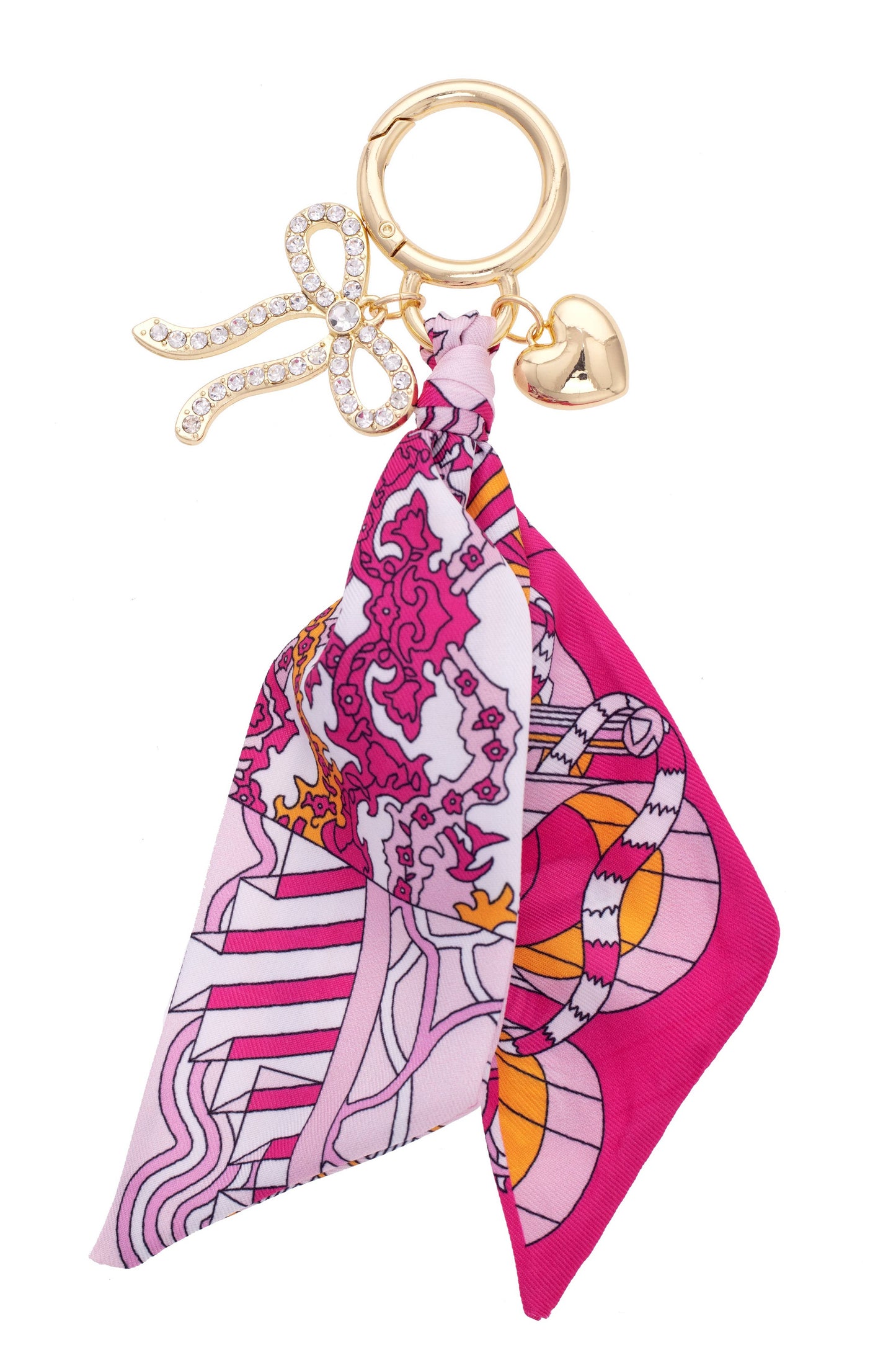 Canvas Style Carley Pave Bow Twilly Bag Charm in Light Pink & Fuchsia