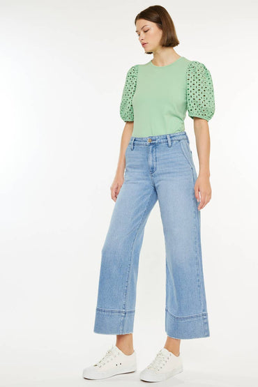 KanCan Darla High Rise Cropped Wide Leg Jeans