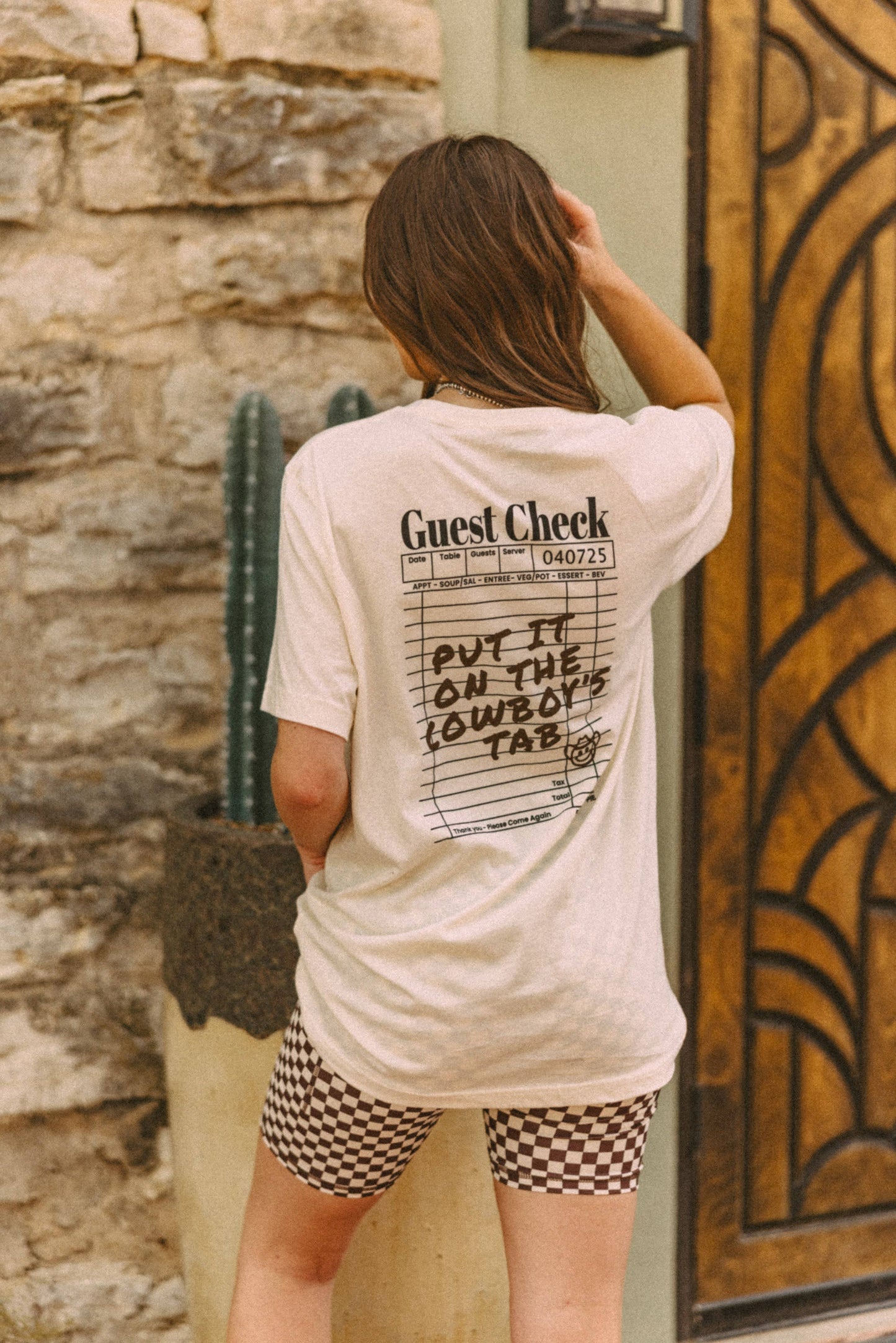 Natural Guest Check Tee