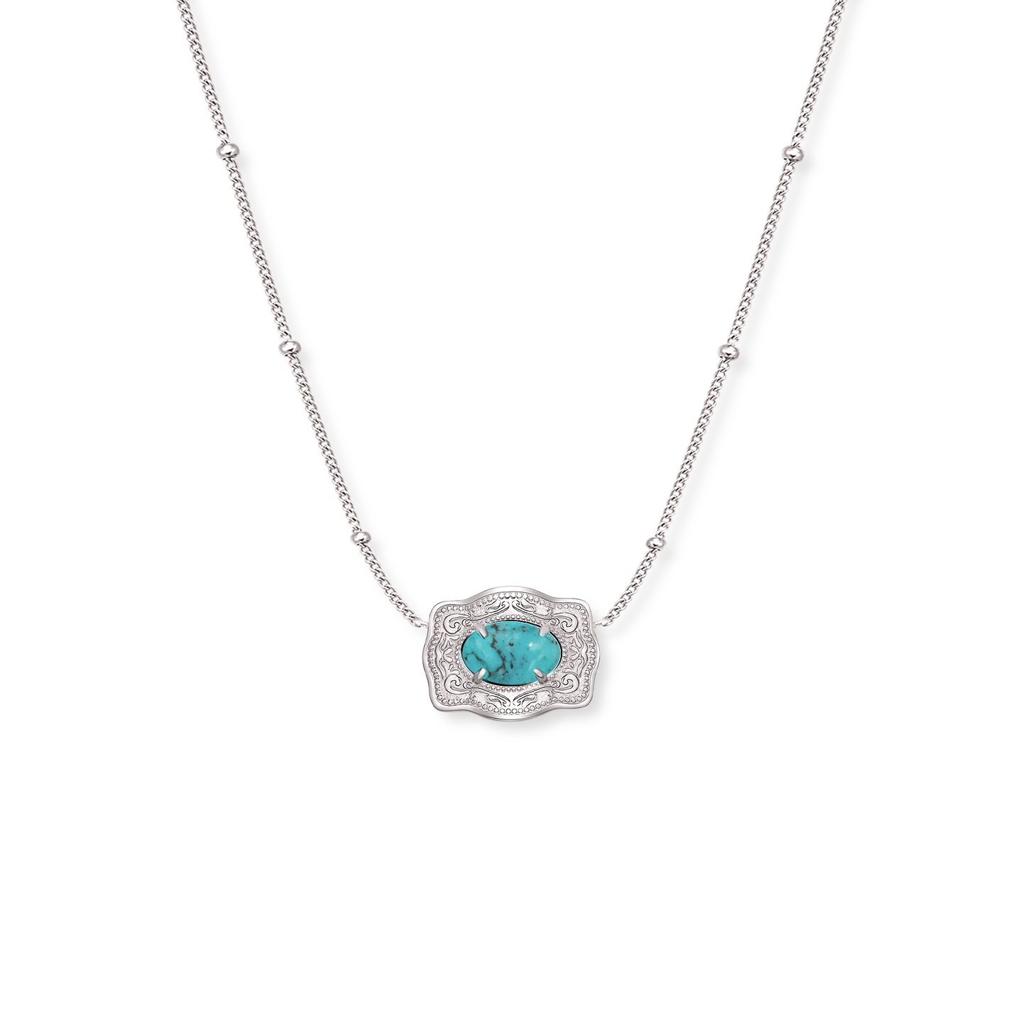 Silver Belt Buckle Necklace (Oasis)