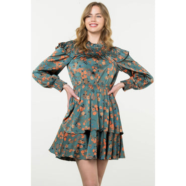 Long Sleeve Floral Tiered Dress