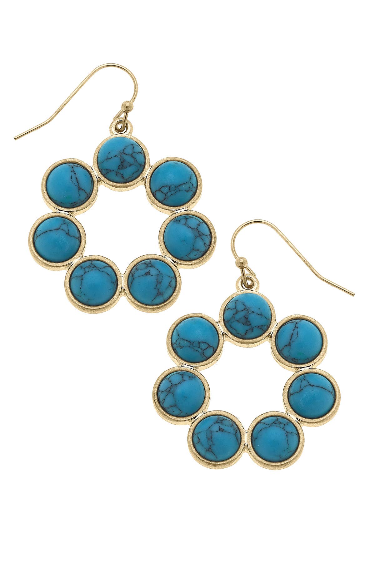 Canvas Style Rowdy Turquoise Earrings in Turquoise & Worn Gold
