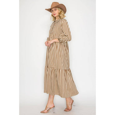 Western Stripe Tiered Maxi Dress