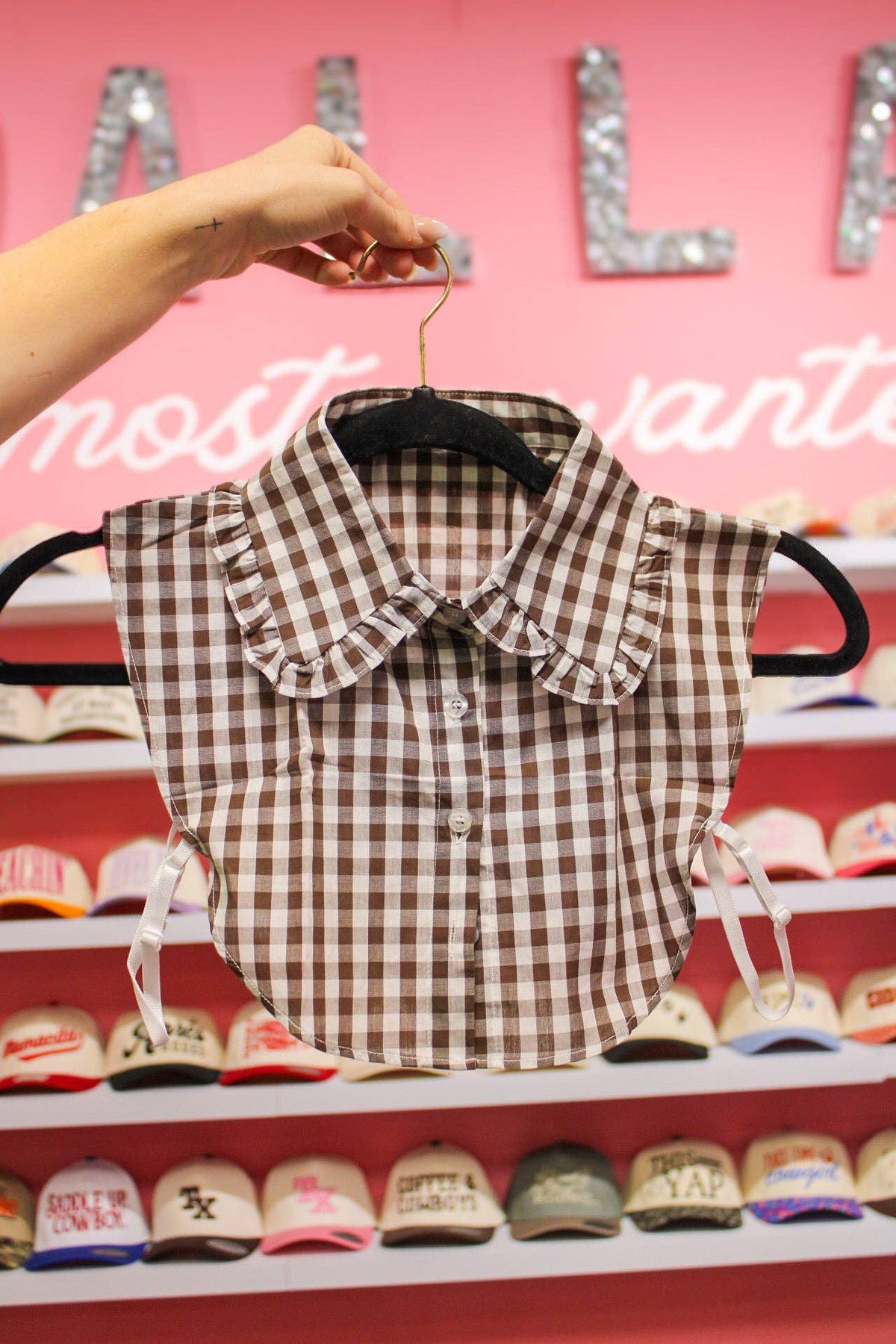 Brown Gingham Collar