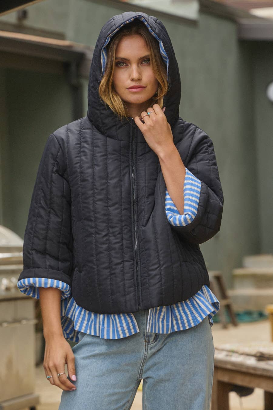 Quilted Puffed Hood Jacket
