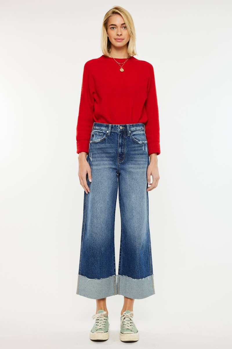 KanCan Lynn 90’S Cropped Wide Leg Jeans
