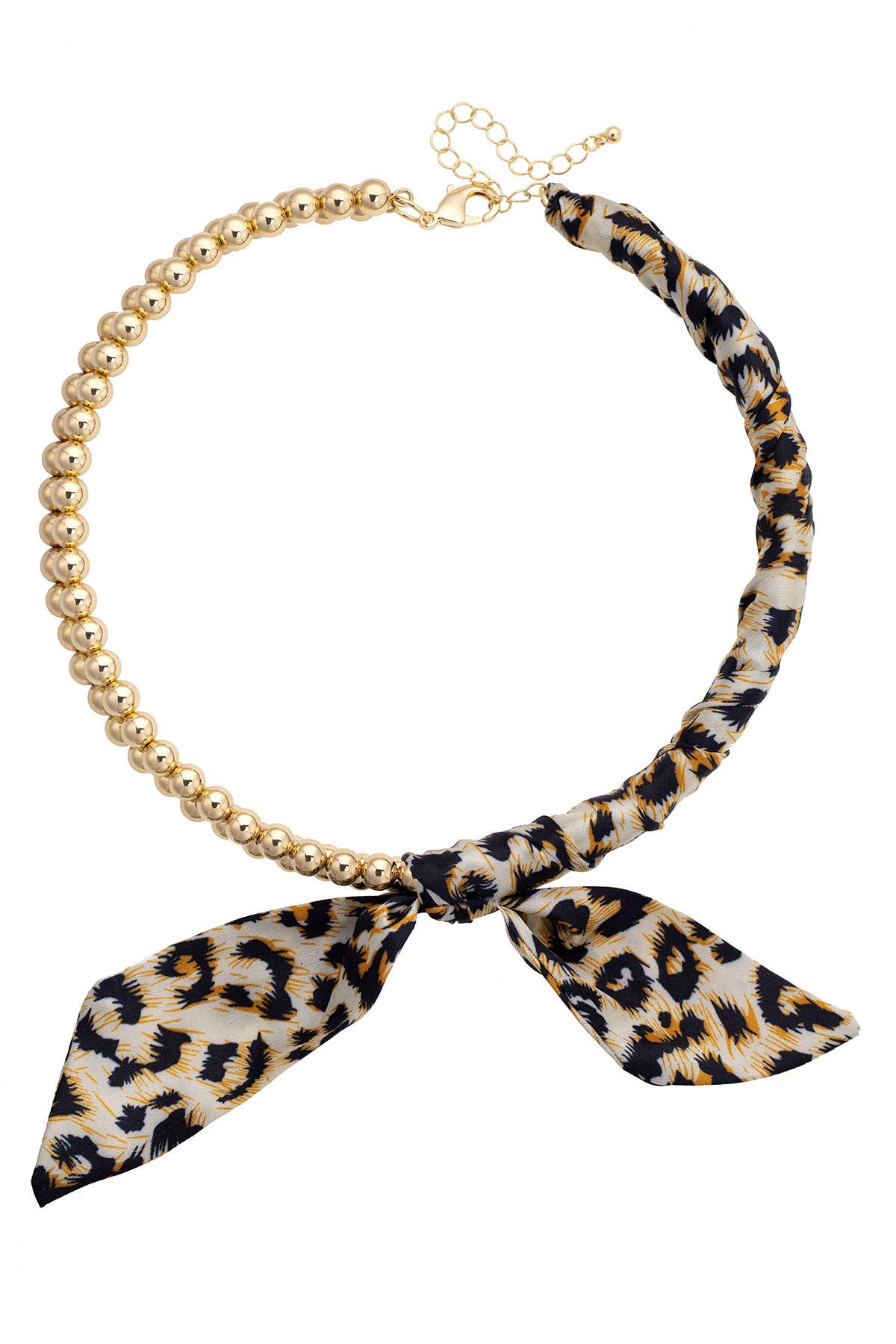 Canvas Style Maia Ball Bead Scarf Necklace in Leopard