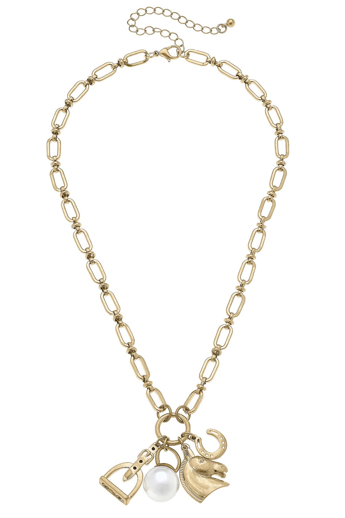 Canvas Style Rosalind Equestrian Charm Necklace in Shiny Gold