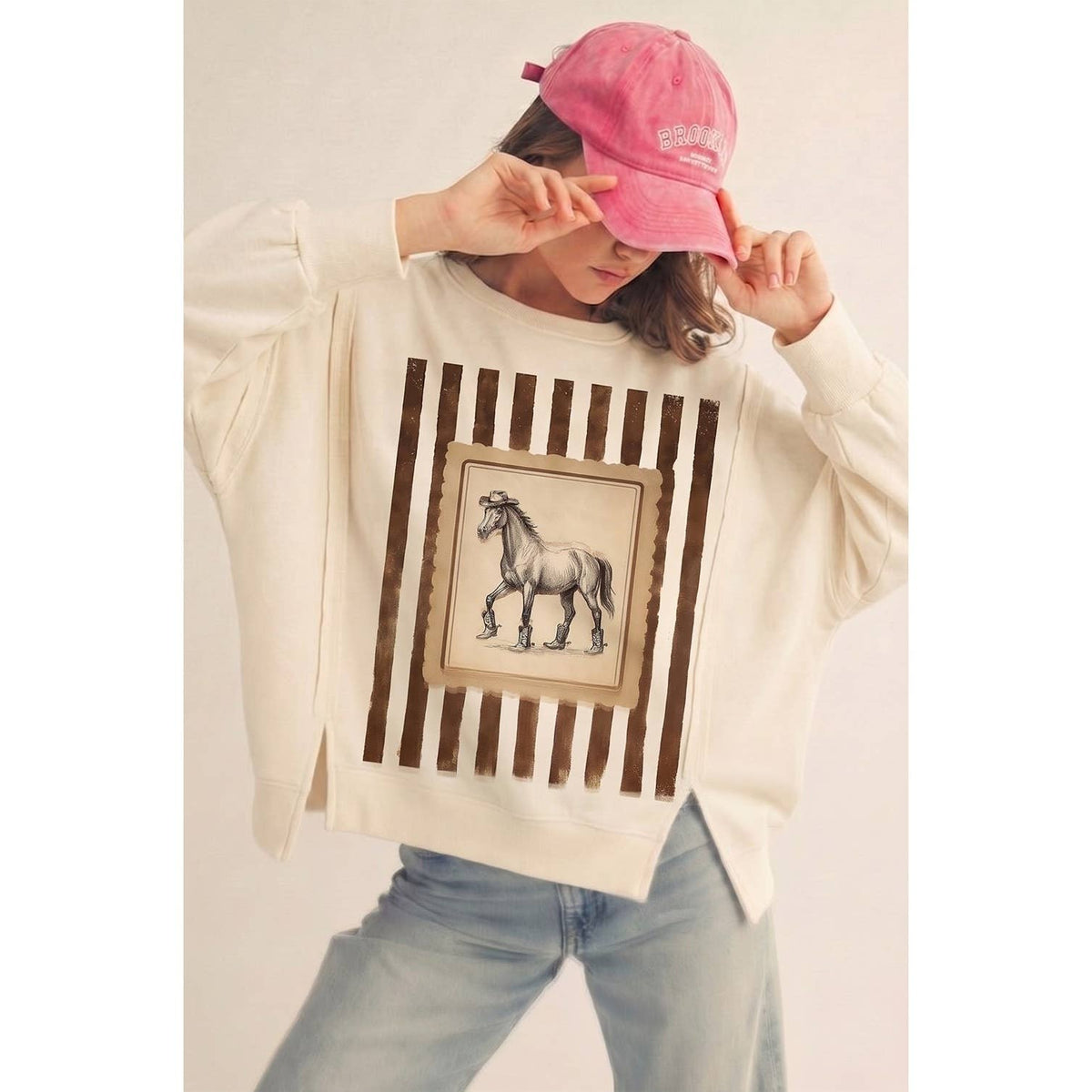Vintage Rodeo Horse Graphic Relaxed Sweatshirt