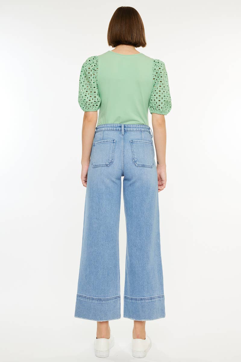 KanCan Darla High Rise Cropped Wide Leg Jeans