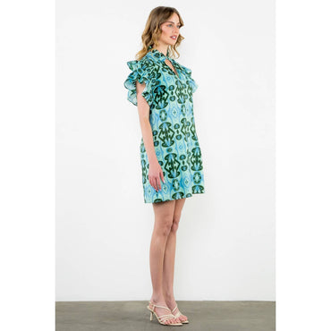 Ruffle Sleeve Print Dress