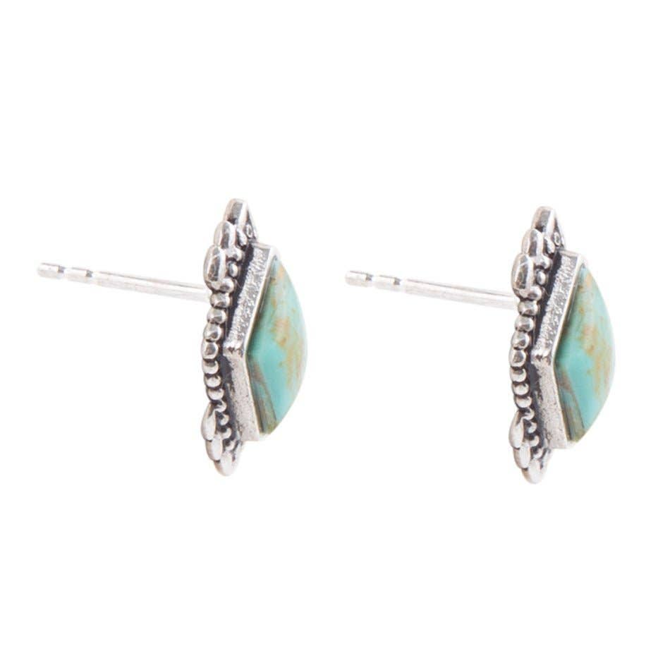 Barse Anenome Petite Turquoise and Sterling Silver Stud Earrings