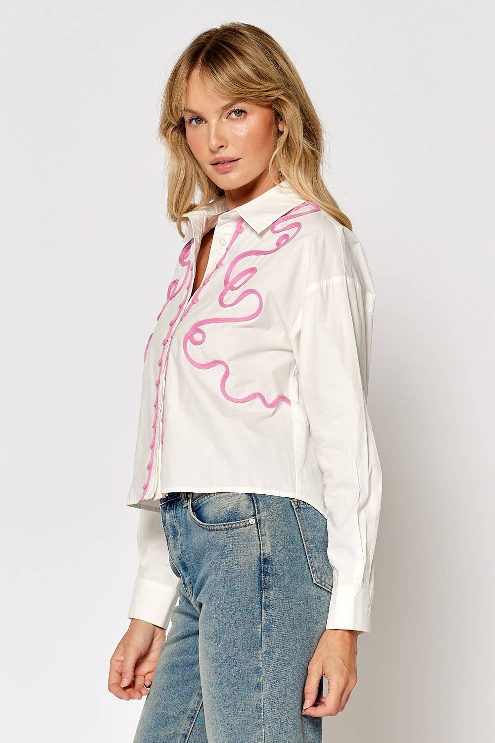 Button Down Embroidery Detail Shirt