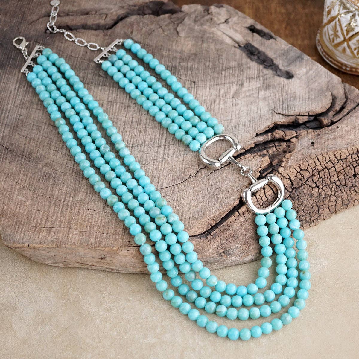 PennyLine Inc. Polished Rider – Multi-Strand Acrylic Bead Horse Bit Necklace