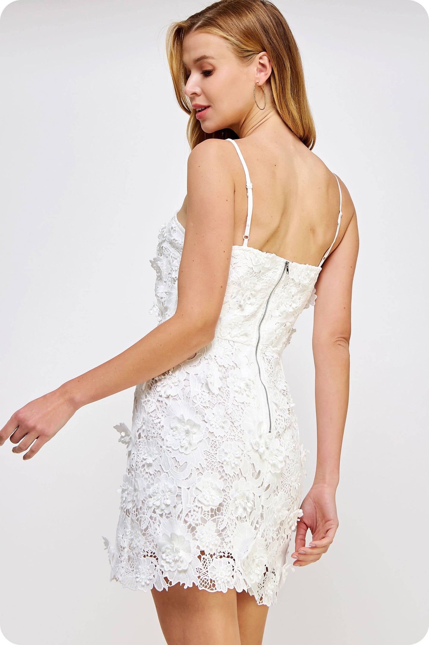 3D Floral Lace Mini Dress