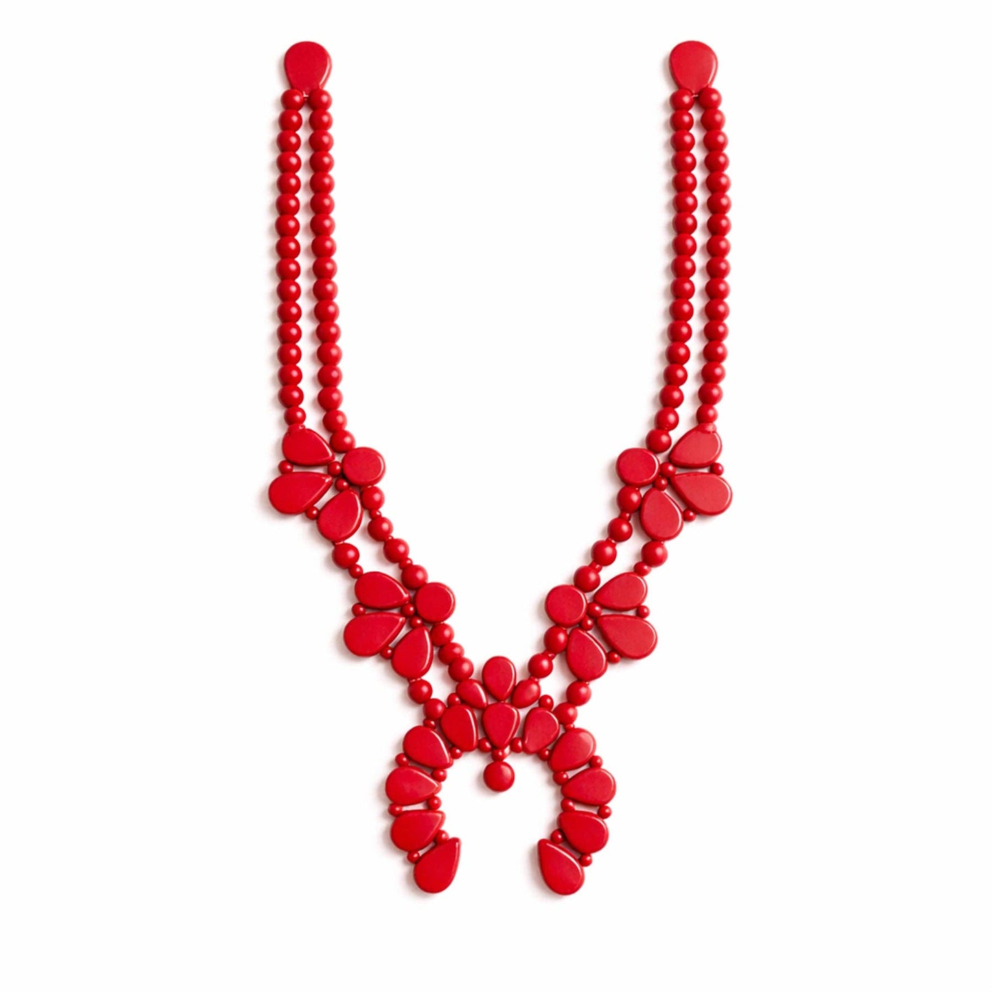 Rahya Jewelry Design Night Bloom Squash Blossom Necklace in Candy Red