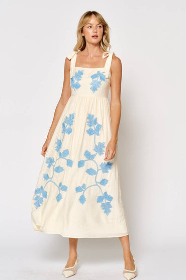 Flower Embroidery Maxi Dress