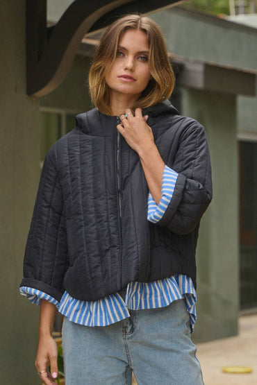 Quilted Puffed Hood Jacket