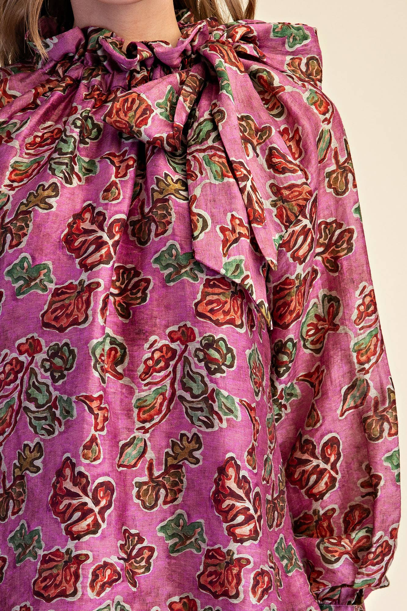 Ruffle Neck Tie Blouse