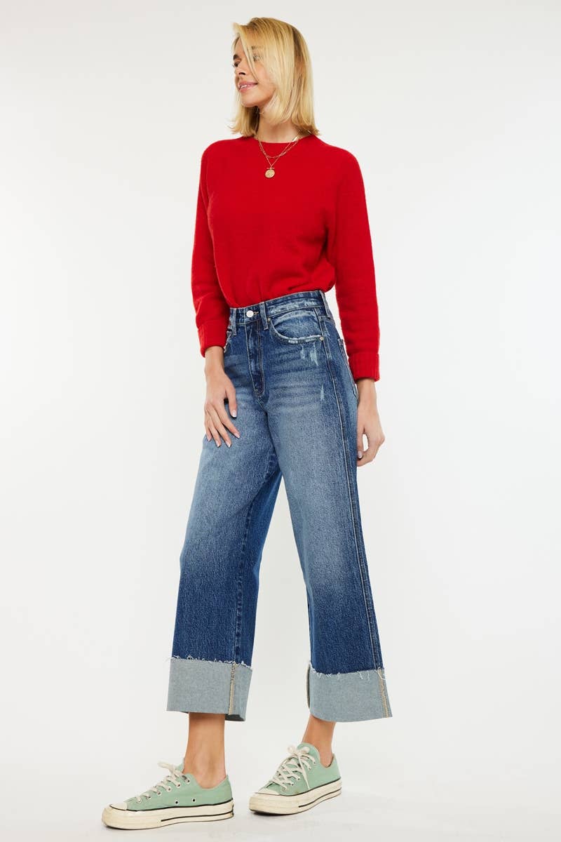 KanCan Lynn 90’S Cropped Wide Leg Jeans