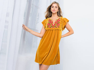 Velvet Embroidered Dress