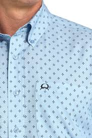Cinch Diamond Print Light Blue Western Shirt
