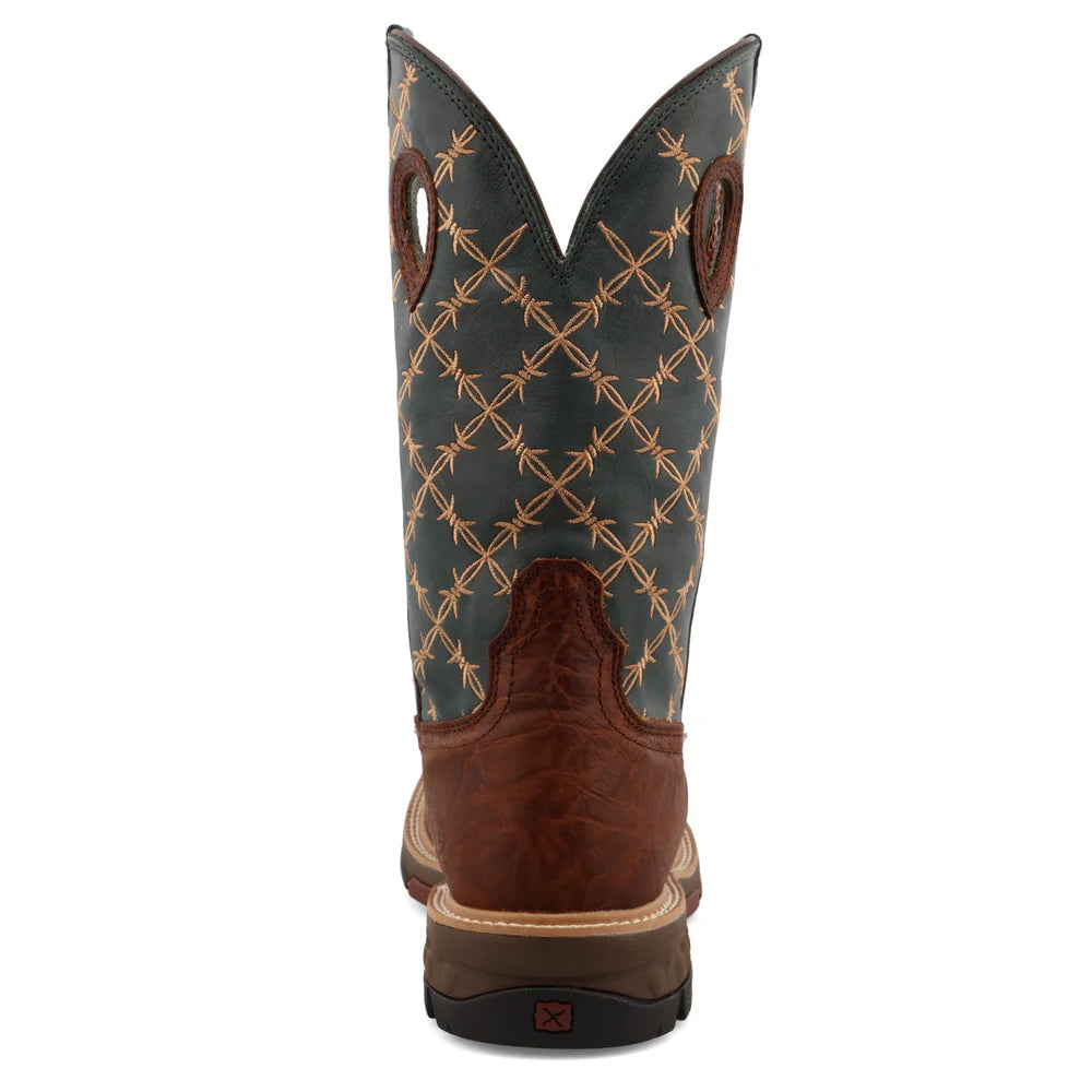 Twisted X Mocha & Slate Barbed Wire 12" Western Work Boots