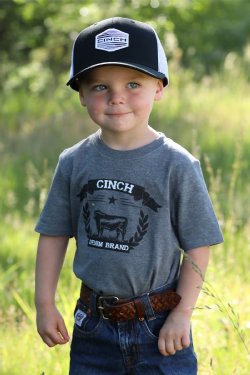 Cinch Boy's Grey Denim Tee