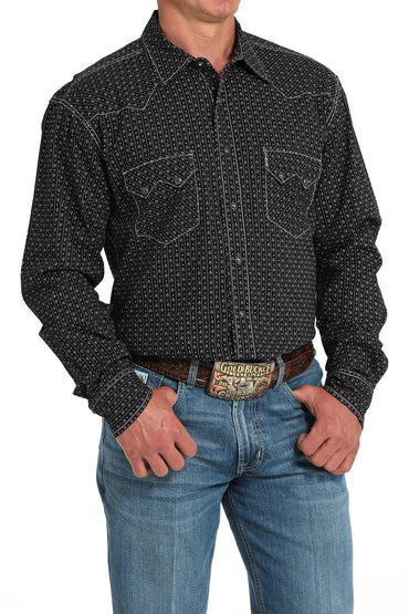 Cinch Modern Fit Black Geometric Western Shirt
