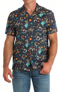 Cinch Space Cowboy Camp Navy Shirt