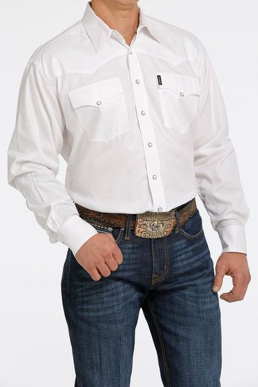 Cinch White Herringbone Western Snap Shirt