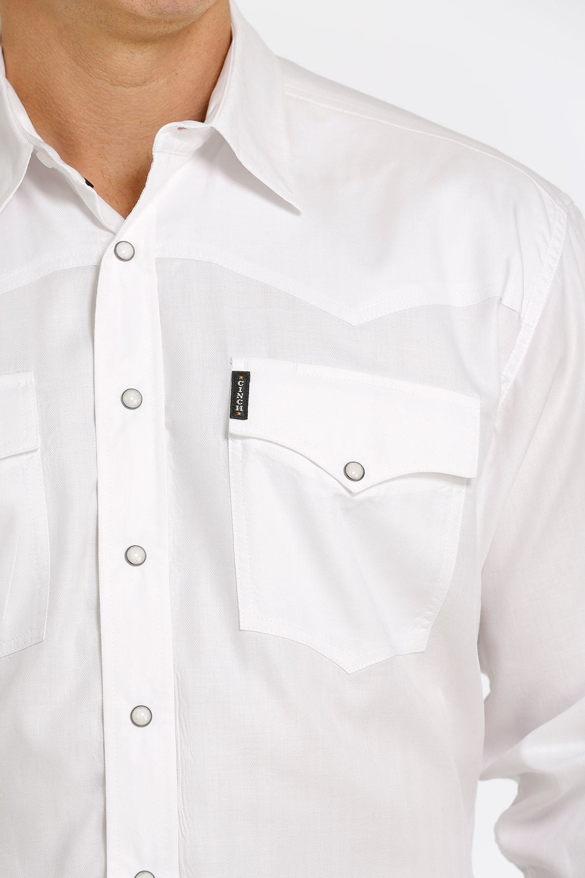Cinch White Herringbone Western Snap Shirt