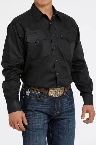 Cinch Black Herringbone Western Snap Shirt