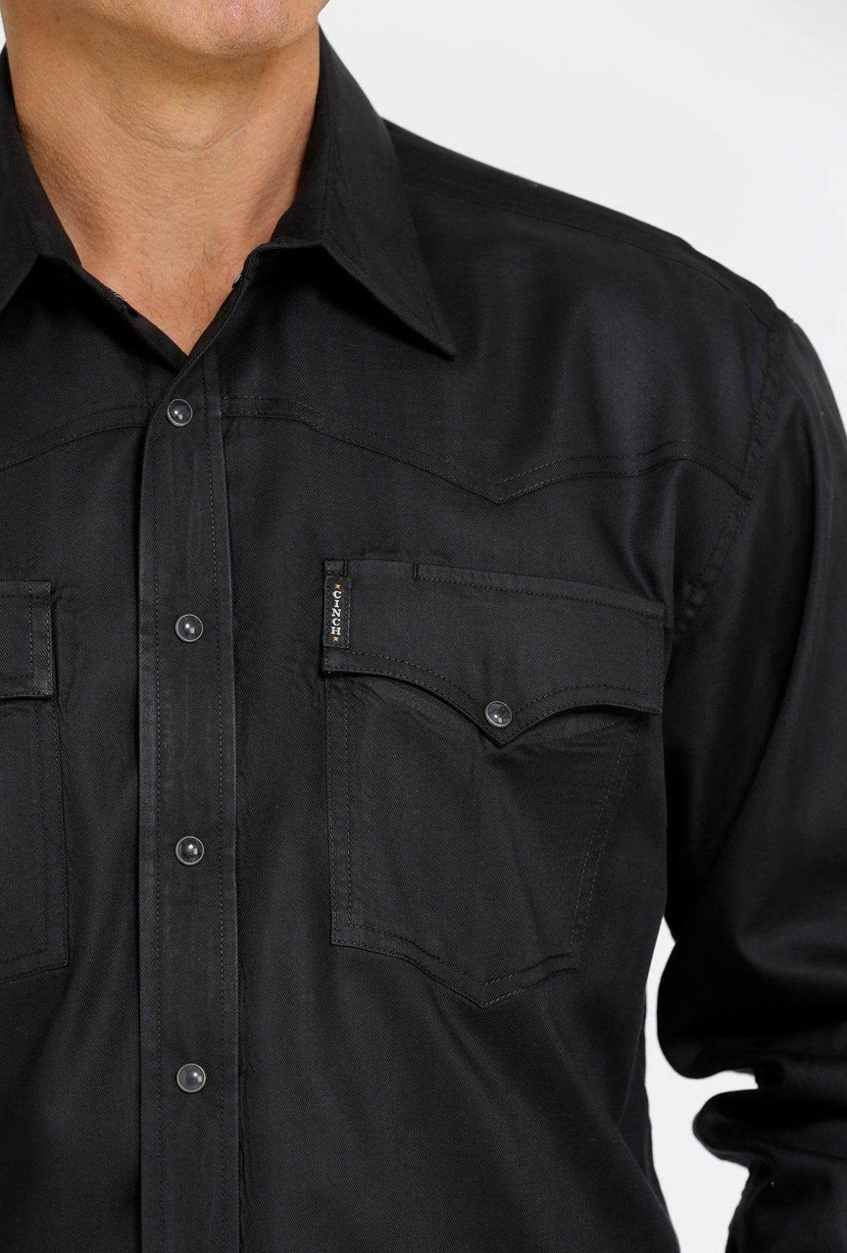 Cinch Black Herringbone Western Snap Shirt