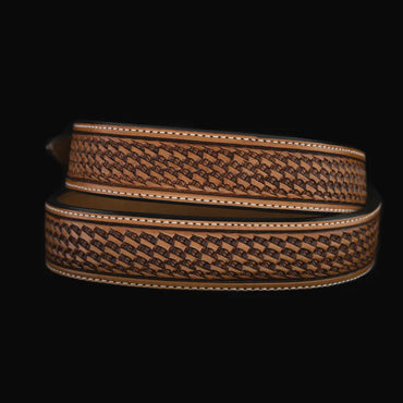 Vogt Silversmiths Russet Basket Weave Straight Belt