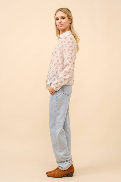 Chiffon Western Print Blouse