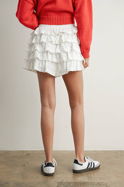 Layered Ruffled Eyelet Mini Skort