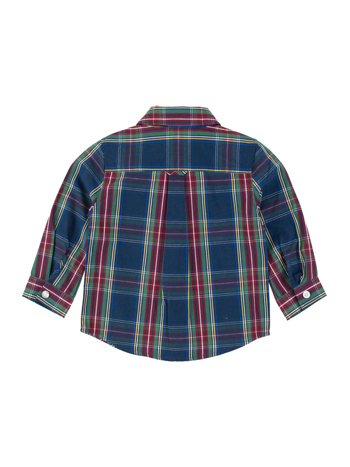 Boys Navy Plaid Button Down Shirt