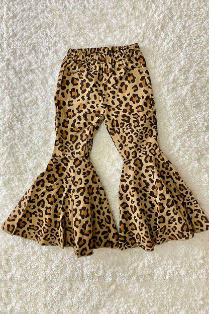 Leopard Denim Bell Bottom Pants